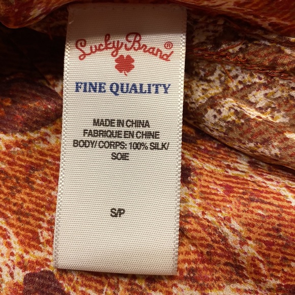 ✨SOLD✨NWT🍁Lucky Brand 100% Silk Jane patchwork Visit top boho western button - Picture 8 of 8